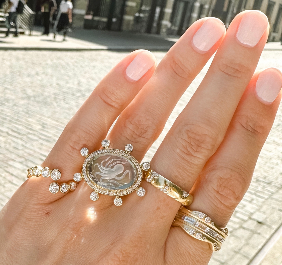 Large Octopus Caspian Ring - Grey Mother-of-Pearl – RENNA